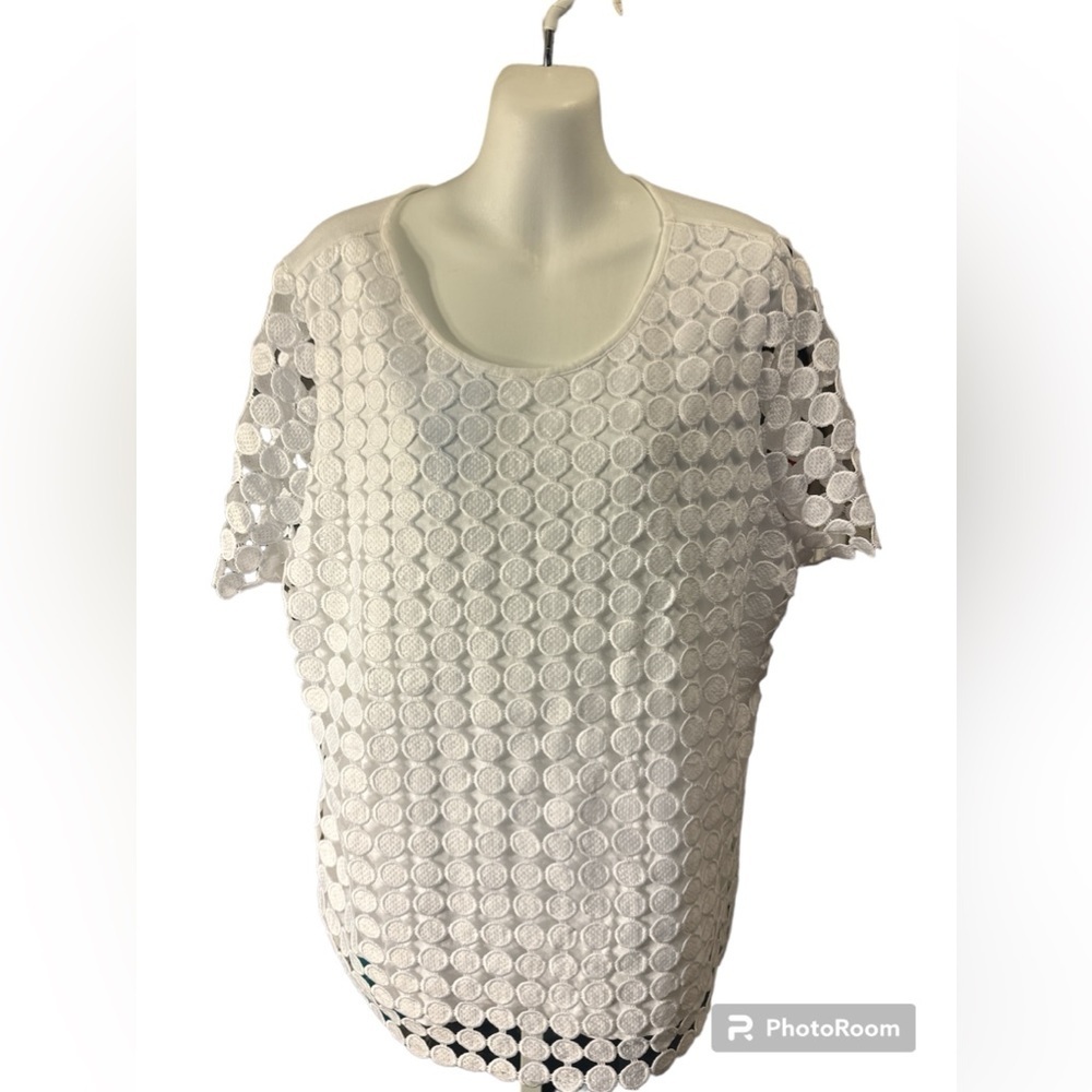 11. Charter Club White Polka Dot Tunic XL NWOT